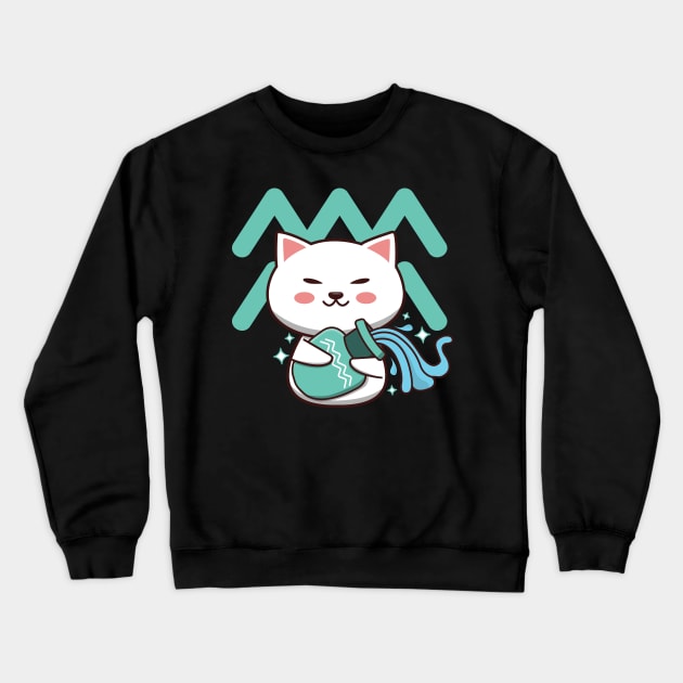 Aquarius Zodiac Cat Crewneck Sweatshirt by Luna Illustration